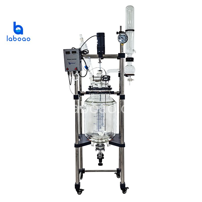 10-100L drielaagse glazen reactor met mantel