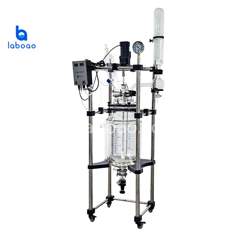 10-100L drielaagse glazen reactor met mantel