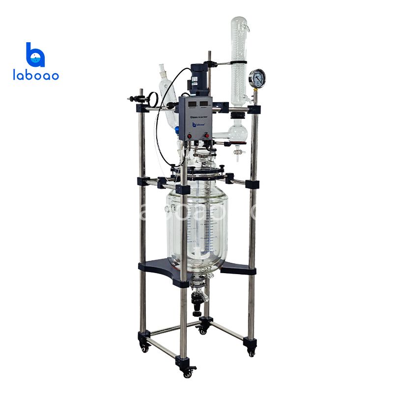 10-100L drielaagse glazen reactor met mantel