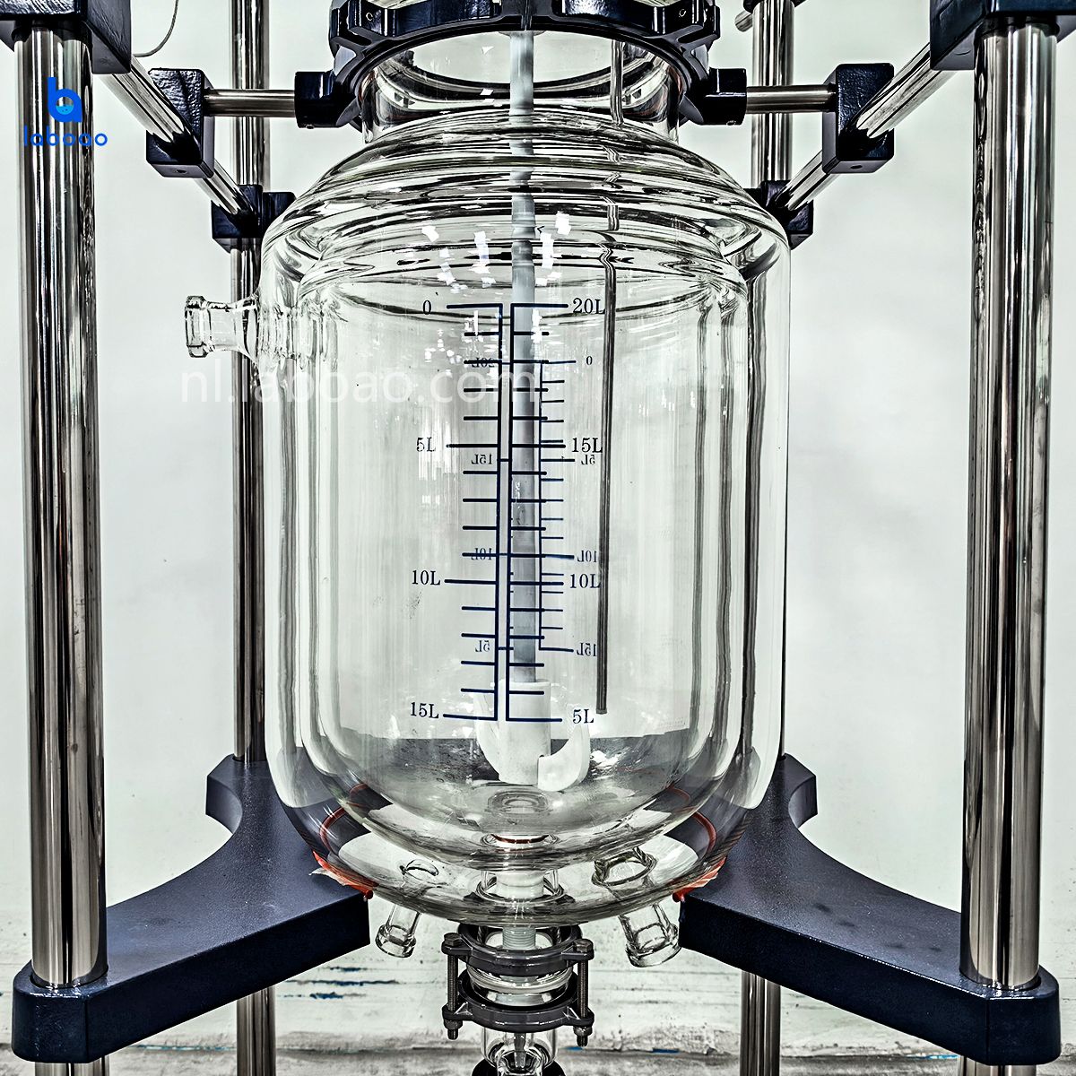 10-100L drielaagse glazen reactor met mantel