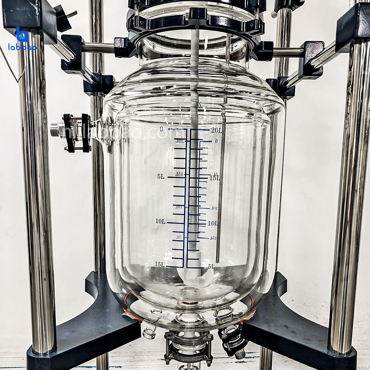 10-100L drielaagse glazen reactor met mantel