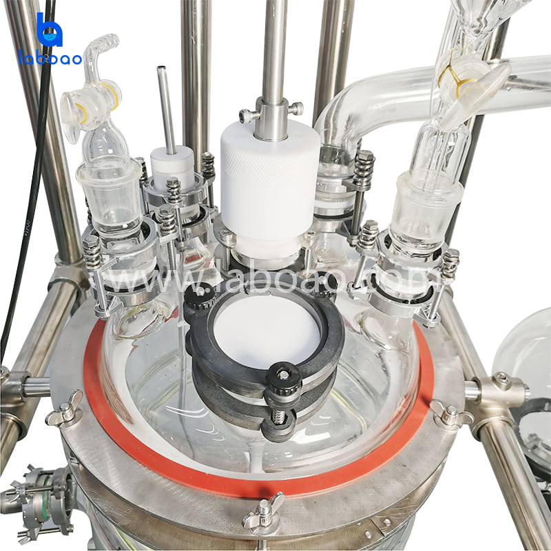 10-100L drielaagse glazen reactor met mantel