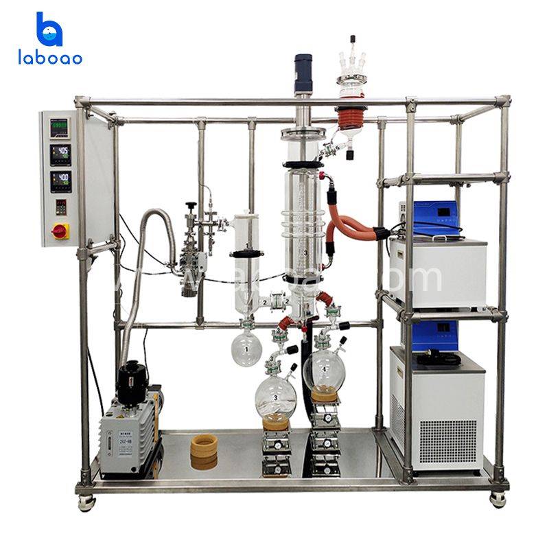 Een serie korte pad glas moleculaire destillatie extractie-apparatuur