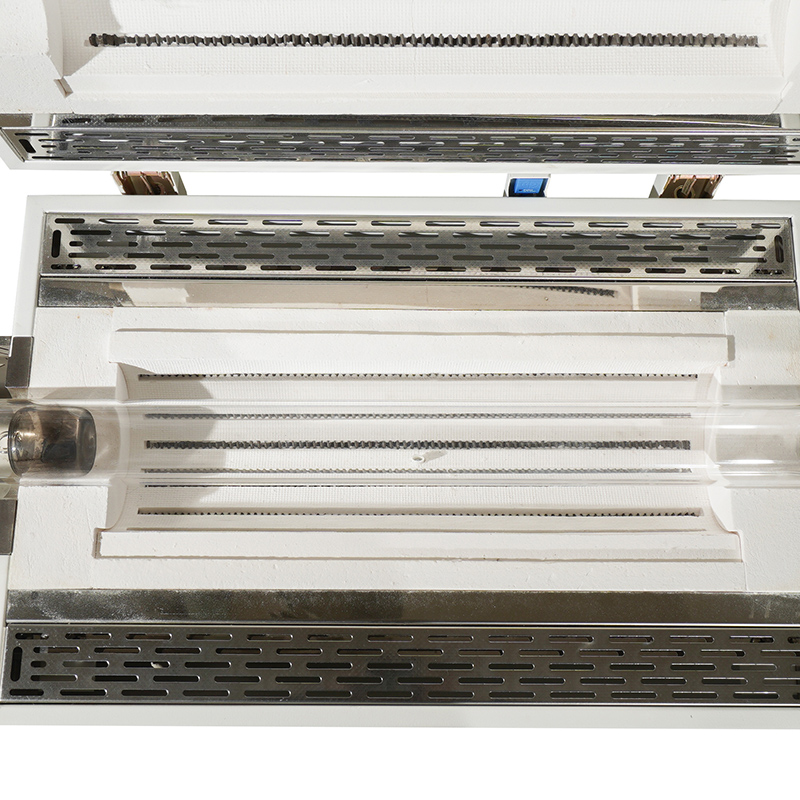 Geavanceerde open type 1200°C buisoven met vacuümatmosfeer detail - Binnenkant van de oven, ovenbuismateriaal, kwartsbuis, verwarmer, 0Cr27AI7Mo2