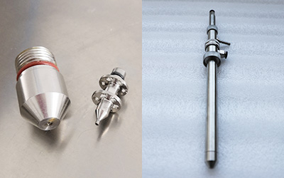 Lab kleine sproeidroger met filter detail - Twee-vloeistof verstuiver, de verstuiver spuitpistolen heeft een luchtkap, en de luchtkap is een metalen structuur uit één stuk, die de stabiliteit van de gascirculatie sterk kan verbeteren.